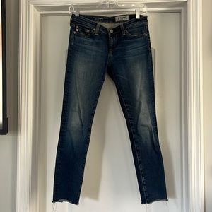 AG denim jeans.  Legging Ankle.  Super Skinny Ankle.  Frayed bottom.  Size 25R